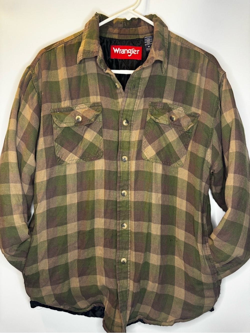 Wrangler Green & Brown Plaid insulated Flannel Shirt Jacket